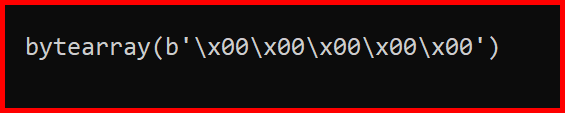 Picture showing the byte array with null values in python